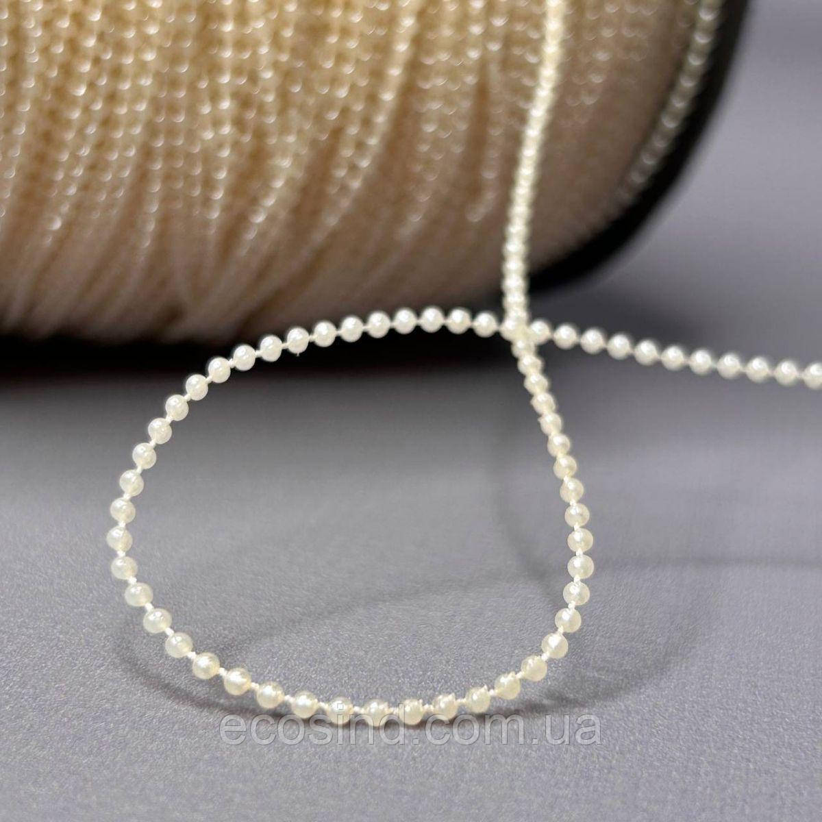 Намистини на нитці, Ø1,5 мм - Айворі, фото 1