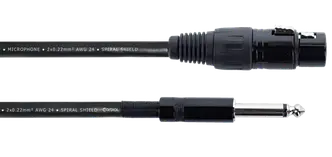 Кабель несиметричний (мікрофонний) Cordial EM 5 FP, XLRF - 1/4" TS Plug, чорний, довжина 5м
