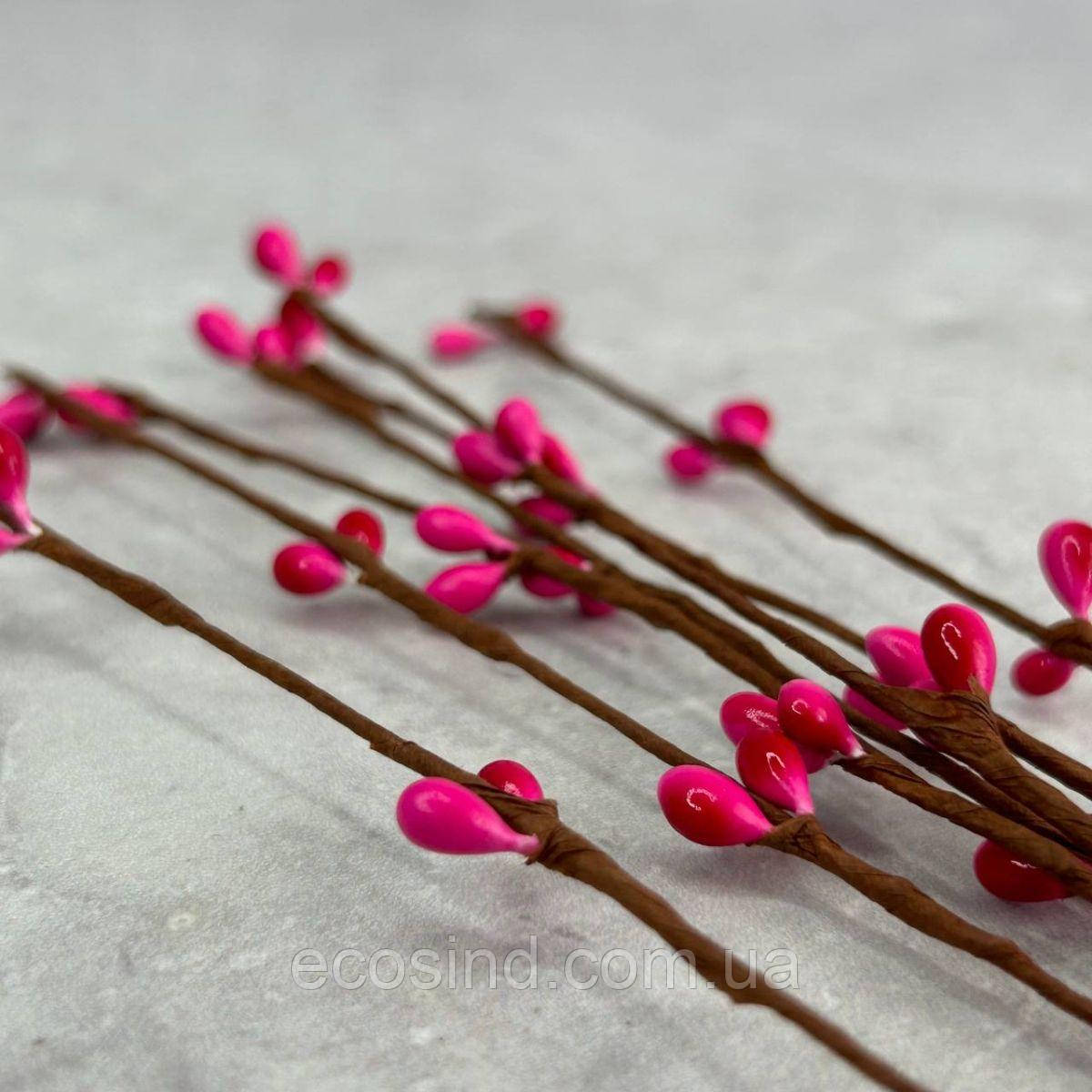 Гілочка верби з бруньками 40 см - малиновий, фото 1