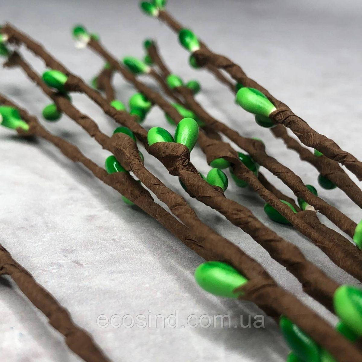 Гілочка верби з бруньками 40 см - салатовий, фото 1