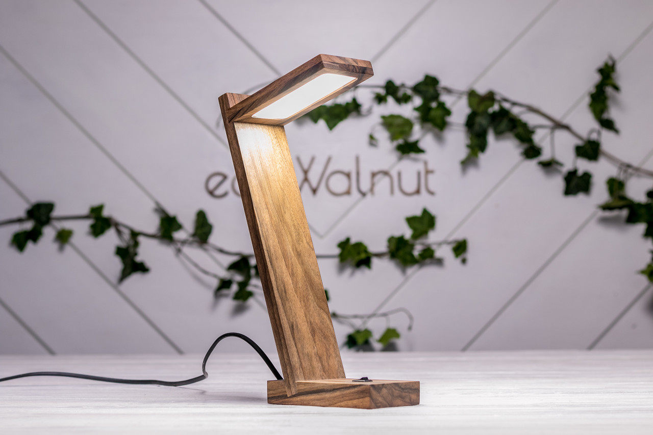 Приліжкова лампа з дерева Настільний світильник, фото 1
