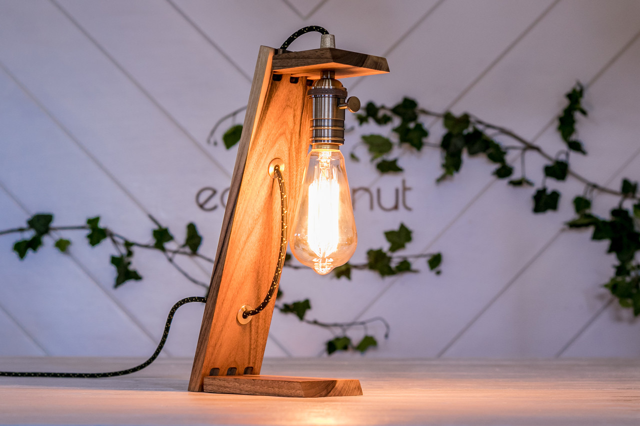 Ретро лампа Едісона Настільний торшер із дерева в стилі лофт, фото 1