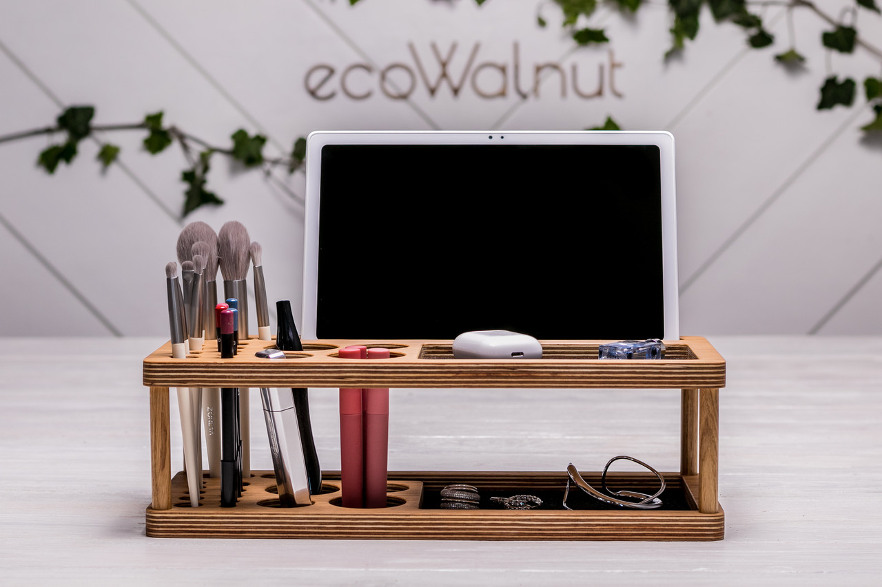 Органайзер для косметики Жіноча підставка Дерев'яний аксесуар для макіяжу пензликів помад