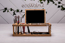 Жіночий дерев'яний органайзер для косметики Підставка із дзеркалом