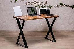 Дерев'яний письмовий офісний стіл EcoWalnut iTable EF-1 в стилі лофт із металевими ніжками