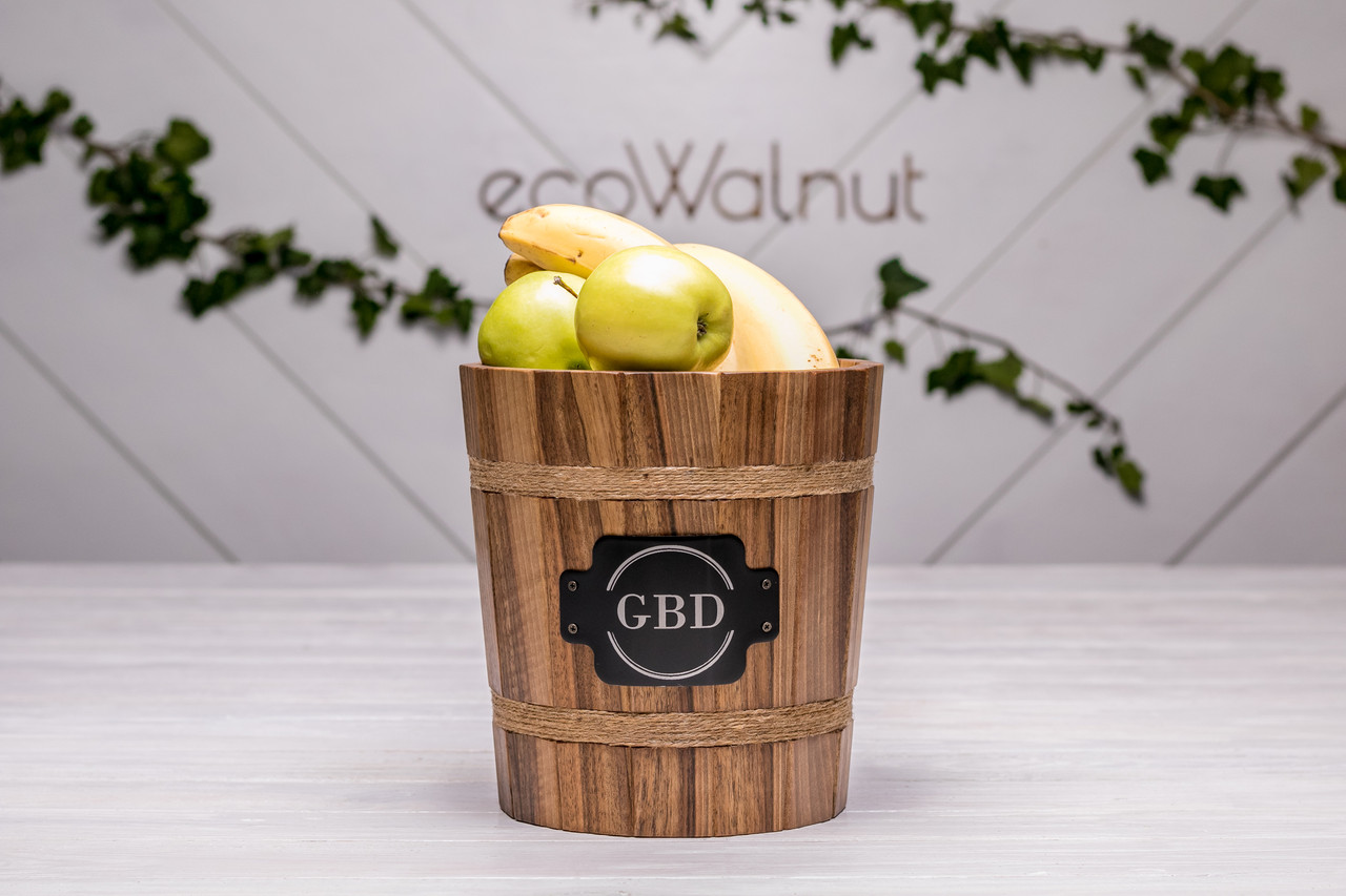 Дерев'яне відерце з логотипом для фруктів овочів Відро із дерева, фото 1