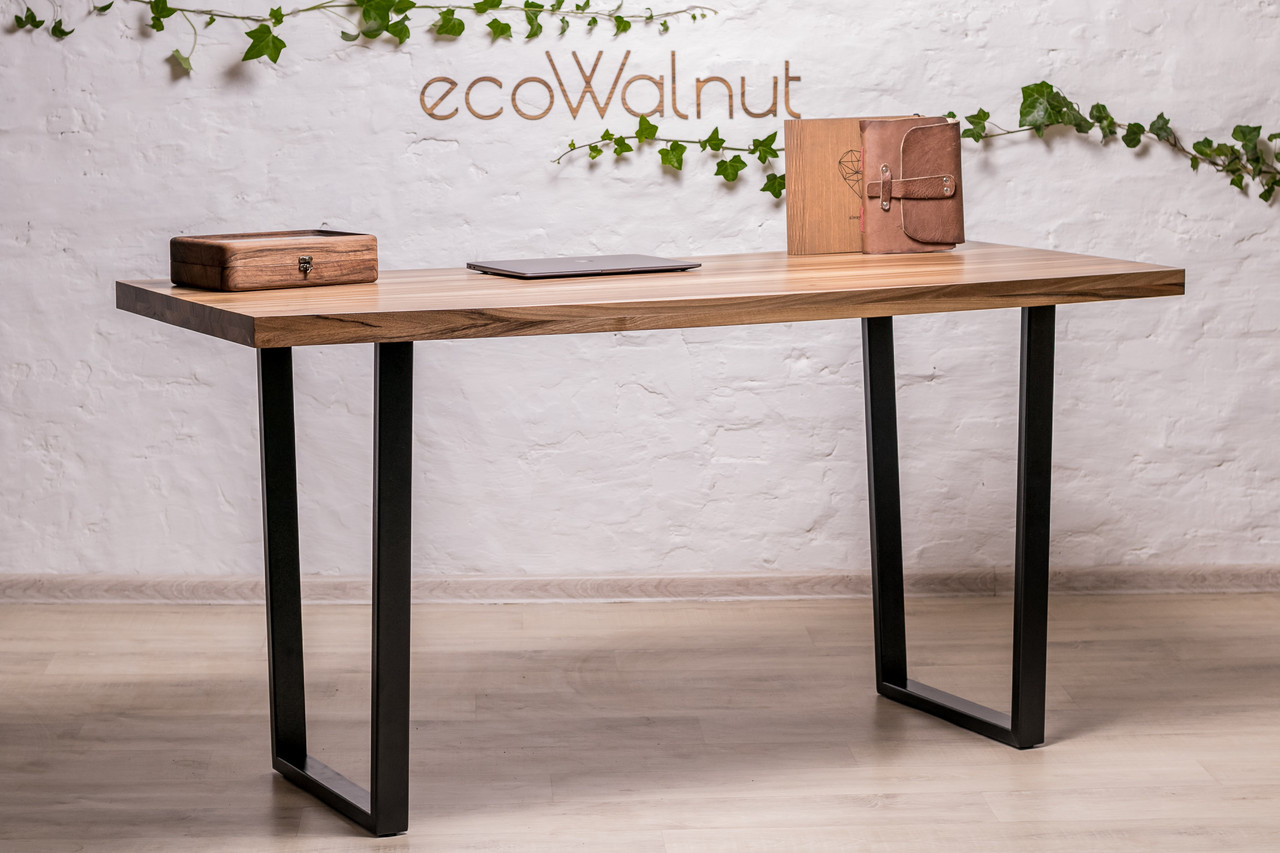 Офісний стіл EcoWalnut із горіха в стилі лофт Обідній кухонний горіховий стіл із металевими ніжками