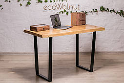 Дубовий офісний письмовий стіл із живими краями та металевими ніжками в стилі Лофт