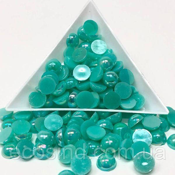 Напівбусини перламутрові 8мм, 10 гр/уп - колір бірюзовий #42 з АВ покриттям, фото 1