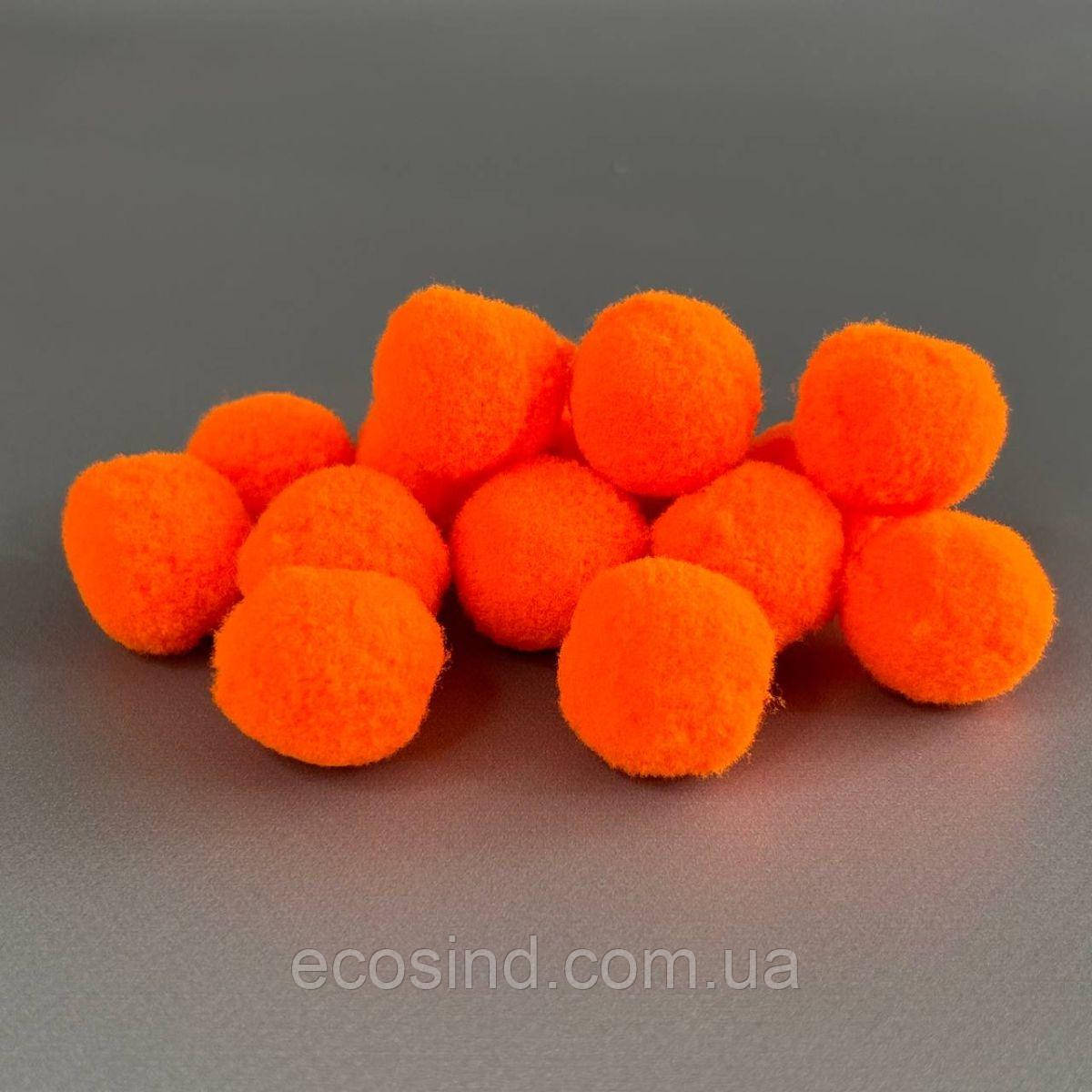 Помпон велюровий 2 см - оранж неон, фото 1