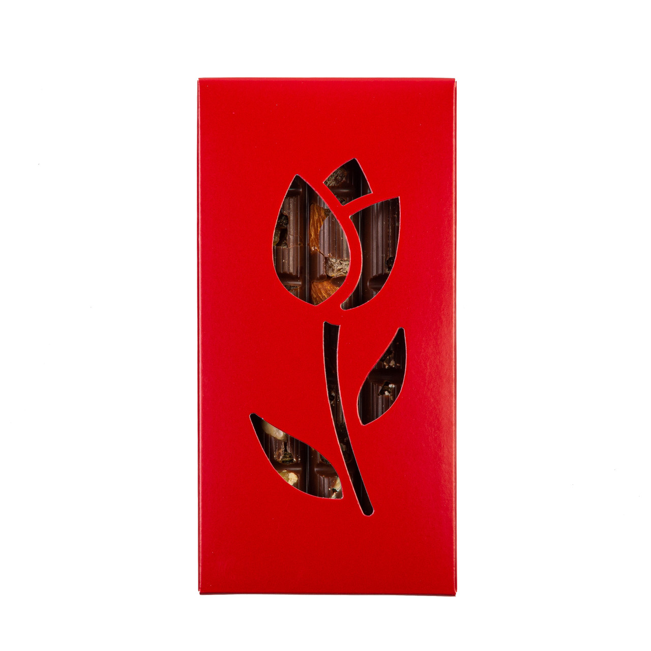Коробка 160х80х17 для плитки шоколаду "Тюльпан", червона, фото 1