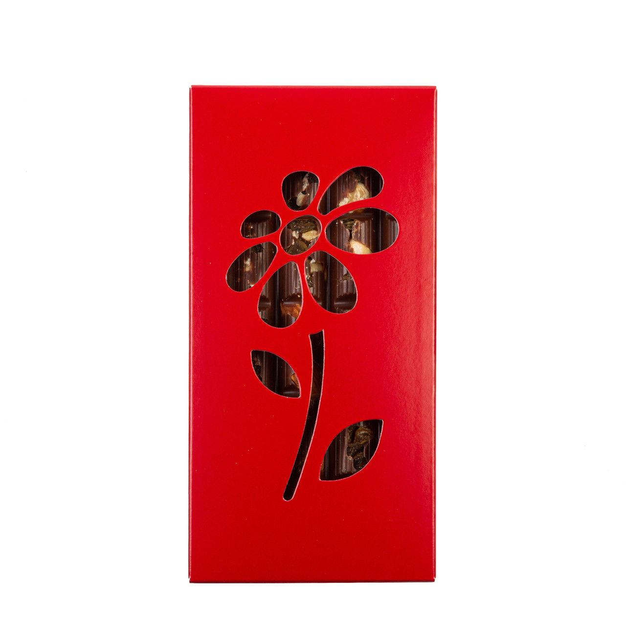Коробка 160х80х17 для плитки шоколаду "Ромашка", червона, фото 1