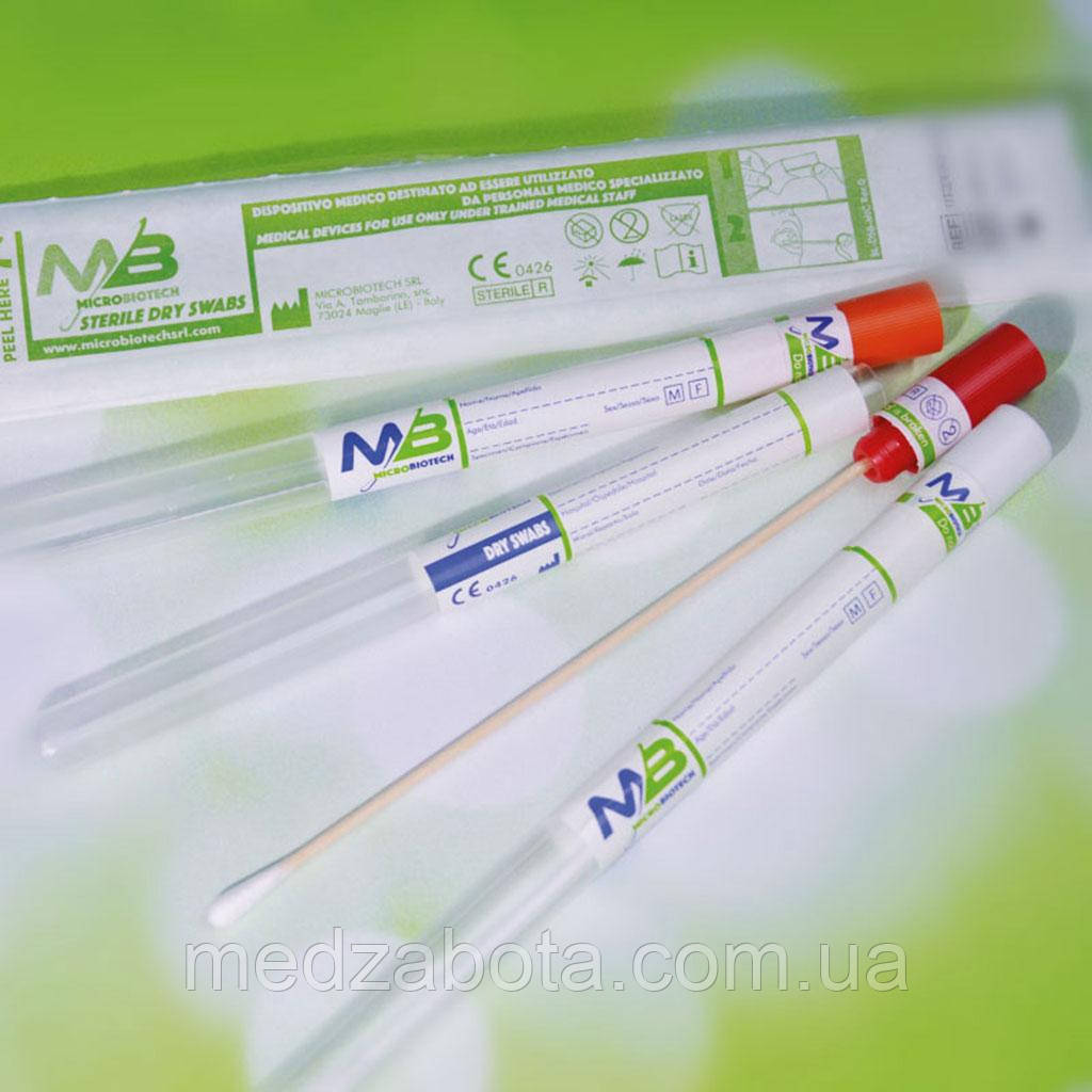 Аплікатор в пробирці 12*150 мм дерево, вата, 10 штук, фото 1