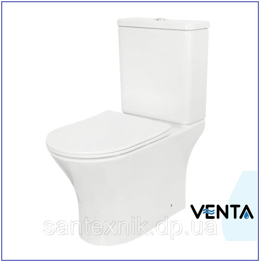 Унітаз-Компакт VENTA SOLI Rimless + Сидіння SoftClose (дюропласт) горизонтальний злив