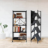 Стелаж на 5 полиць металевий складаний на колесах білий, фото 6