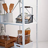 Стелаж на 5 полиць металевий складаний на колесах білий, фото 10