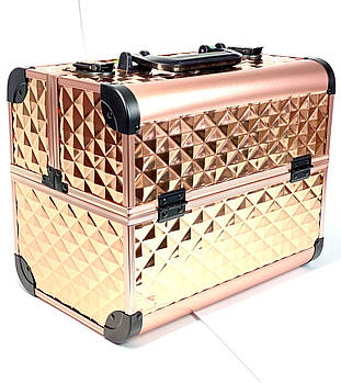 Кейс для майстра, універсальна валіза-органайзер для б'юті місцяра, барбера, метал ADH-1407MJ Золотий ромб