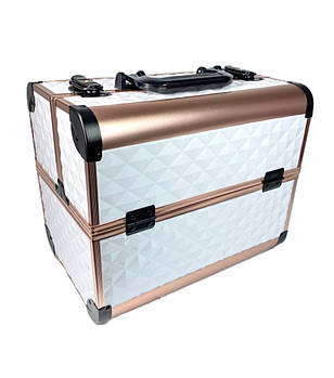 Кейс для майстра, універсальний органайзер-валіза для інструментів ADH-1407MJ Білий ромб із золотим обідком