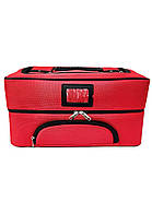 Сумка кейс для майстра, універсальна валіза-органайзер для манікюру, барбера, візаж текстиль ADH-06 Червоний, фото 2