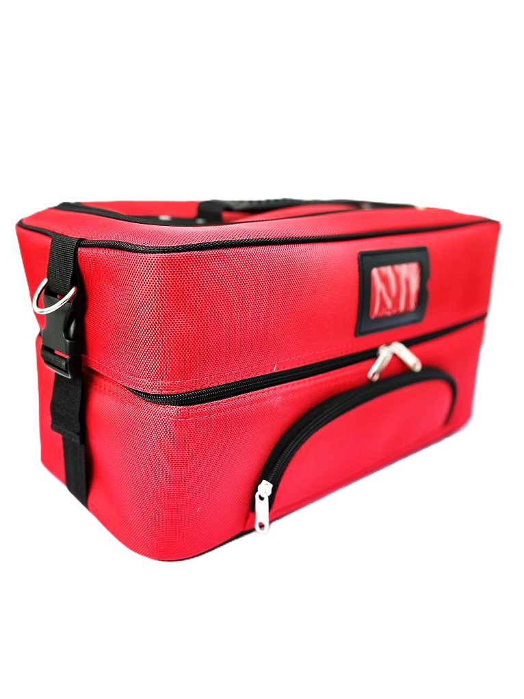 Сумка кейс для майстра, універсальна валіза-органайзер для манікюру, барбера, візаж текстиль ADH-06 Червоний, фото 1