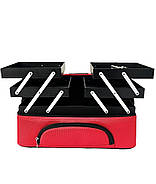 Сумка кейс для майстра, універсальна валіза-органайзер для манікюру, барбера, візаж текстиль ADH-06 Червоний, фото 4