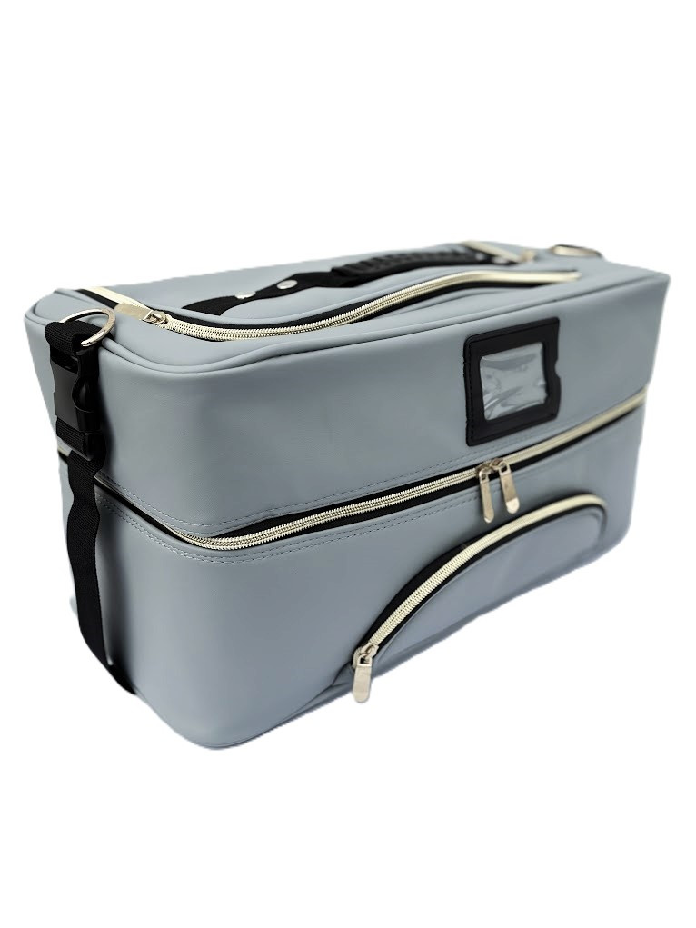 Сумка кейс для майстра, валіза-органайзер для майстра манікюру, візижу, сумка стиліста екошкіра ADH-06PW Сірий, фото 1