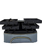 Сумка кейс для майстра, валіза-органайзер для майстра манікюру, візижу, сумка стиліста екошкіра ADH-06PW Сірий, фото 4