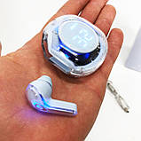 Бездротові навушники TWS T8 PRO з прозорим кейсом Вакуумний LED дисплей Bluetooth 5.3. EI-913 Колір: блакитний, фото 10