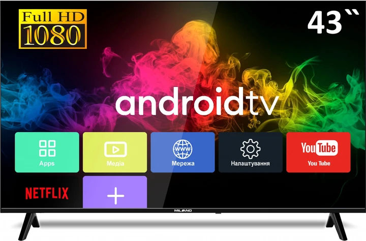 Телевізор Milano 43FHDT2S12N24 957x72x554 мм Безрамковий телевізор 42 дюймовий телевізор Мілано телевізор
