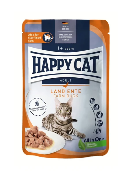Вологий корм Happy Cat (Хеппі Кет) Culinary Land Ente для котів качка шматочки в соусі 85 г