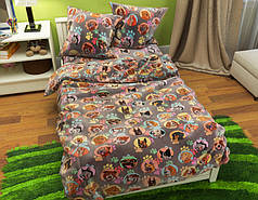 Дитяча постільна білизна з собачками бавовняна 150х220 з Бязі Gold полуторна натуральна, Черешенька