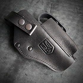 Кобура поясна для ТТ DOT-ARMS шкіряна чорна з гербом України, на скобі, Україна.