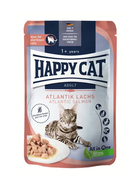 Вологий корм Happy Cat Culinary Atlantik-Lachs з атлантичним лососем для котів (шматочків в соусі) 85 г