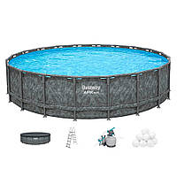 Басейн круглий каркасний зі сходами фільтром та тентом Bestway (561JZ)