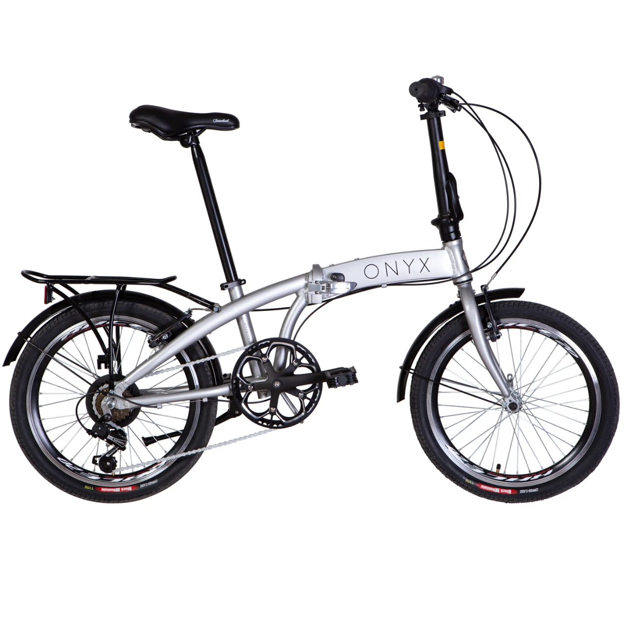 Складний Велосипед AL 20" Dorozhnik ONYX Vbr тріскачка рама-12,5" сріблястий (м) з багажником зад AI, з крилом St 2024