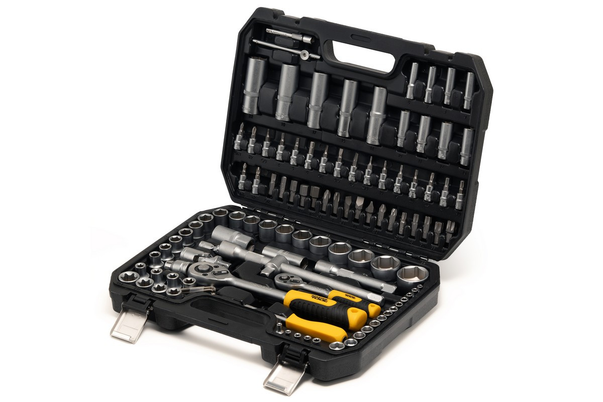 Набір насадок торцевих MASTERTOOL CrV 1/4" і 1/2" тріскачка 72Т 108 шт. кейс 78-5108