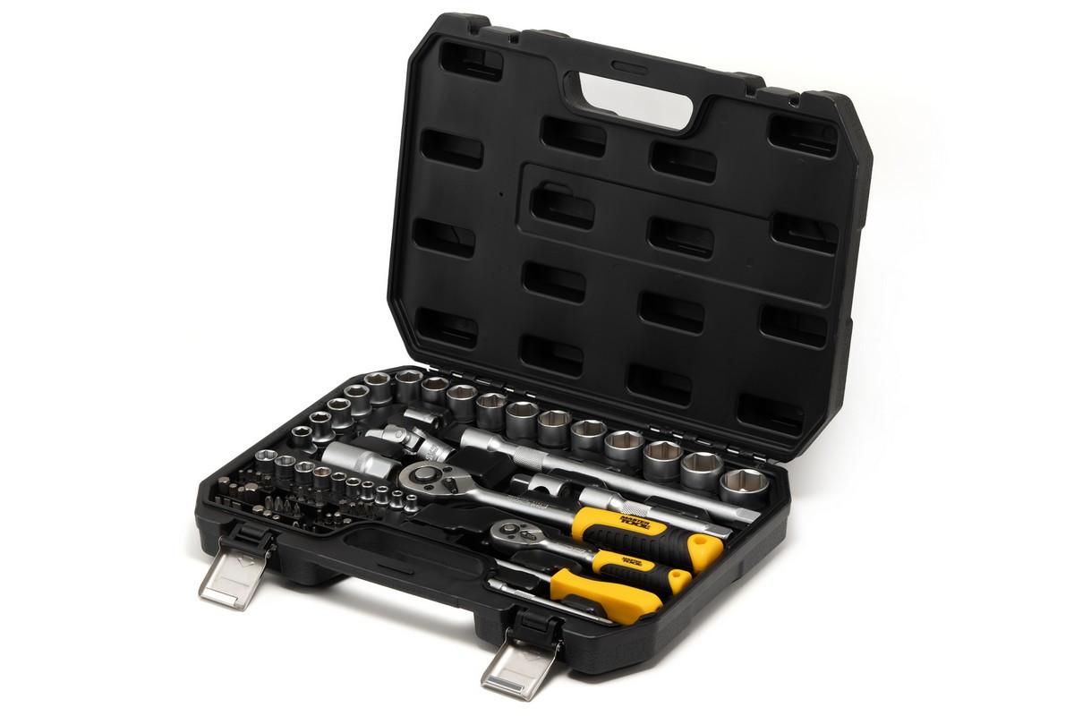 Набір насадок торцевих MASTERTOOL CrV 1/4"-1/2" тріскачка 72Т 72 шт. кейс 78-5072