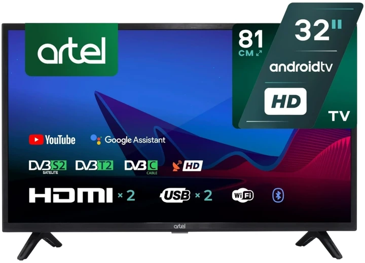 Телевізор Artel A32KH5500 427х730х80 мм LED-телевізор ТБ з голосовим керуванням Телевізор на стіну