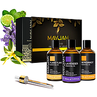 Ефірні масла набір MAYJAM натуральні преміум олії 3шт аромамасла для зволожувача дифузора лазні ванни свічок подарунок