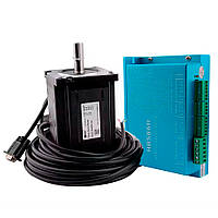 Двигун із замкнутим контуром 12 Нм 86HSE12N та драйвером HBS86H  Синій Хіт продажу!