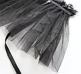 Жіночий комплект білизни чорного кольору ліф топ із зав'язкою на шиї, трусики та спідниця пояс, фото 9