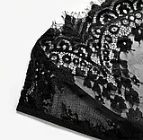 Жіночий комплект білизни чорного кольору ліф топ із зав'язкою на шиї, трусики та спідниця пояс, фото 10