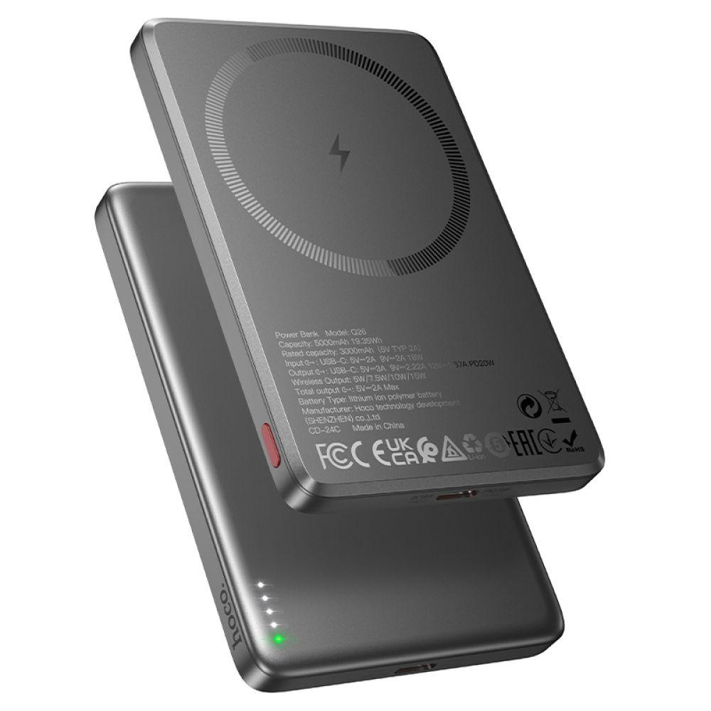 Power Bank Hoco Q26 Joy PD20W magnetic fast charging 5000 mAh Металевий сірий