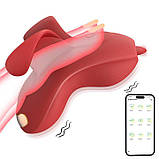Клітеральний смарт-вібратор на палець Love Spouse Бордовий — Смарт вібратори, фото 3