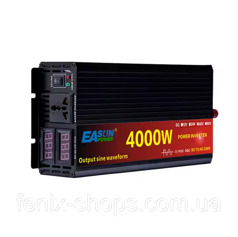 Перетворювач напруги EASUN POWER 4000W LCD інвертор із чистою синусоїдою 12V-220V