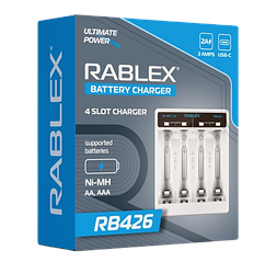 Зарядний пристрій Rablex RB426, 4xАА, ААА, 2A, Type-c