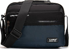 Сумка чоловіча тканинна синя на плече середня з нейлону один відділ і дві кишені 19х26х11 см Lanpad 8648