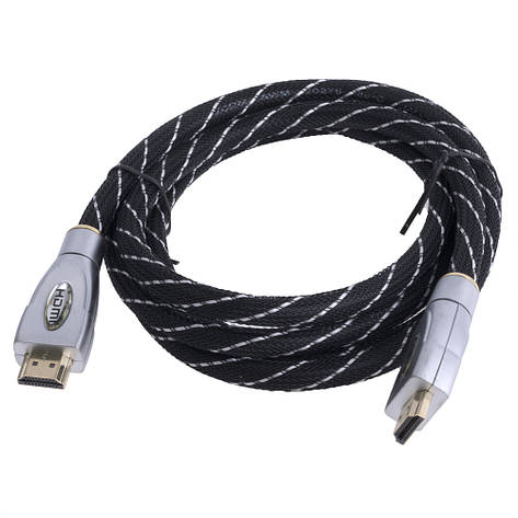Кабель HDMI 1.4, вилка HDMI з обох боків, довжина 1,8 м, чорний-сірий (CG571W-018-PB), фото 1