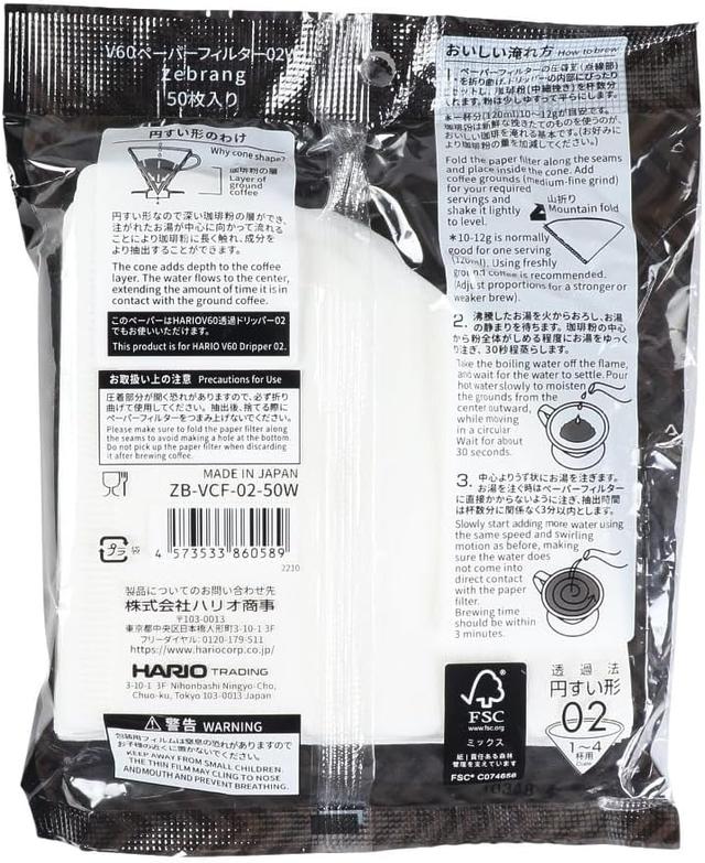 Фільтри Zebrang White Paper Filters для пуроверу Hario V60-02 — це ідеальний вибір для тих, хто хоче насолоджуватися чистою та збалансованою кавою. Їх якість і зручність використання роблять їх чудовим доповненням до будь-якого кавового процесу, особливо для тих, хто воліє заварювати каву для кількох осіб або для великих порцій.