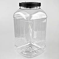 Пластикова банка 5 л з чорною кришкою 110 мм, банки для сипучих